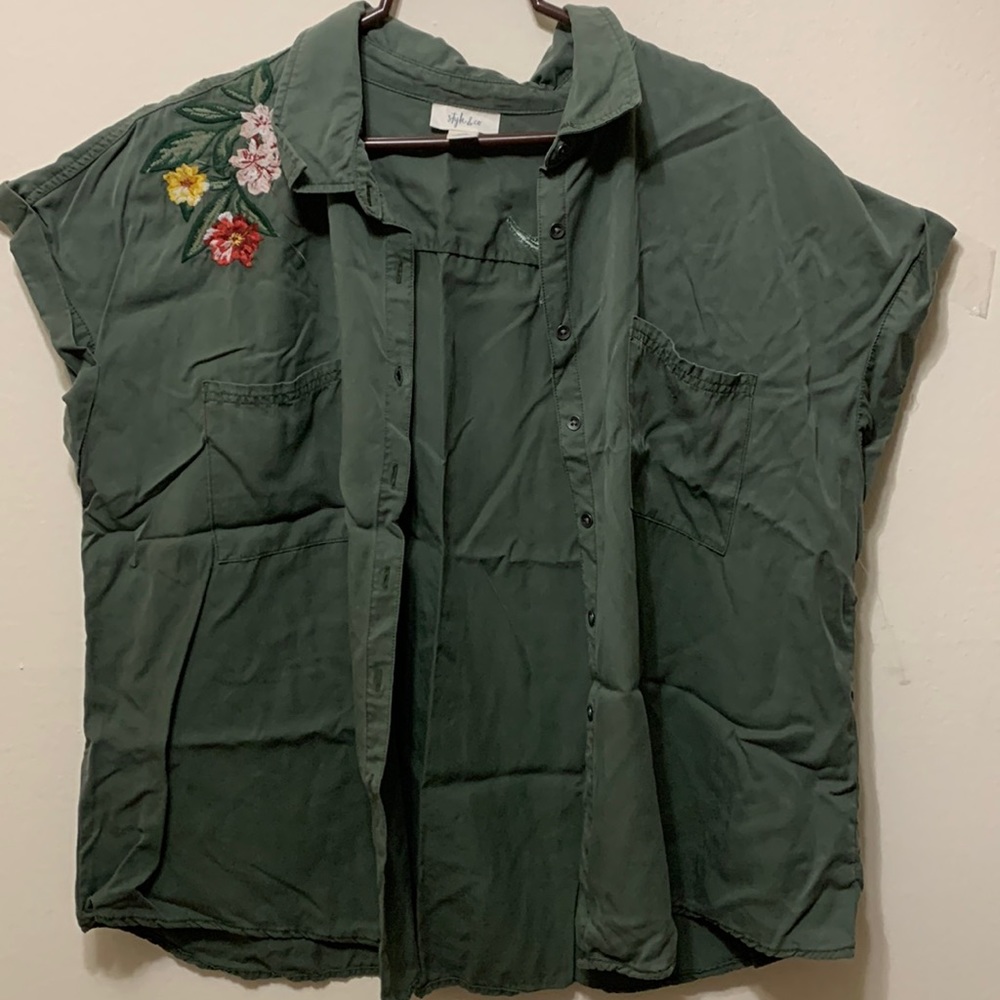 style & co XXL military green with flowers
